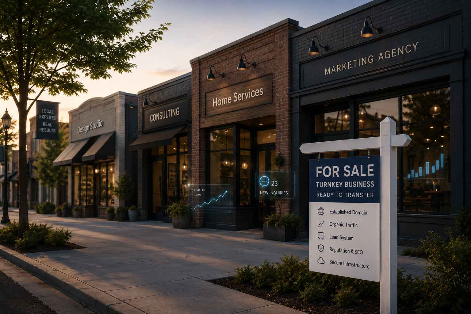 Storefront-style online business properties presented as established, ready-to-transfer assets.
